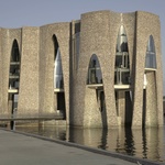 Dům, který ve fjordu nepřehlédnete. Připomíná rozřezané válce  Foto: Anders Sune Berg/Olafur Eliasson, David de Larrea Remiro/Olafur Eliasson