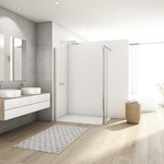 Walk-in zástěna DIVERA, aluchrom, čiré sklo l Pevná stěna samostatná s krátkou otočnou stěnou v 90° Zdroj: SanSwiss