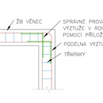 Půdorys rohu věnce s provázáním vnitřního rohu pomocí příložek. Autor: David Šotkovský