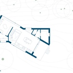 Moderní dům z cihel usedá na pozemek jako baletka. Otáčí se za výhledy všemi směry. Materiály: Parol architecten