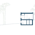 Moderní dům z cihel usedá na pozemek jako baletka. Otáčí se za výhledy všemi směry. Materiály: Parol architecten