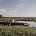 Skrytý dům z dřevěných panelů je jako hobití nora. Využívá svahu, maskuje se terénem. Foto: György Palkó