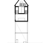 Ubytování jako v ptačí budce. Chata na nožičkách vás přenese do korun stromů. Zdroj: NAMO Architecture, i29 architects