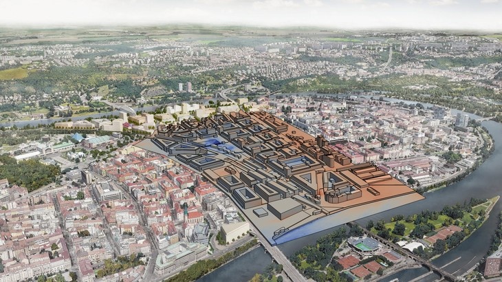 3D model území Praha Bubny-Zátory vytvořený dle urbanistická studie pro simulaci mikroklimatu. Zdroj: ECOTEN urban comfort s.r.o./IPR Praha 3D model území Praha Bubny-Zátory vytvořený dle urbanistická studie pro simulaci mikroklimatu. Zdroj: ECOTEN urban comfort s.r.o./IPR Praha