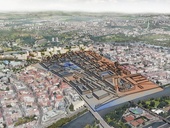 3D model území Praha Bubny-Zátory vytvořený dle urbanistická studie pro simulaci mikroklimatu. Zdroj: ECOTEN urban comfort s.r.o./IPR Praha