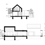 Prostý rodinný dům zasazený do rámu. Šedivou fasádu brzy zahalí vegetace. Zdroj: Théque Atelier