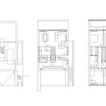 Vila B půdorysy 1.PP, 1.NP, 2.NP. Zdroj: Studio Ivan Kroupa architekti