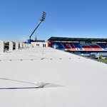 Tribuny fotbalového stadionu, Plzeň. Zdroj: BMI střešní a hydroizolační systémy s.r.o.