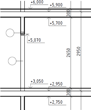 Obr. 10: Dveře do pouzdra s požadovaným průchodem šířky 800 mm v příčce tl. 150 mm, překlad 1× prefabrikovaný o rozměrech 150×50×2100 mm, délka uložení překladu 150 mm na každé straně, otvor obložen. Zdroj: Zuzana Rácová, Aneta Libecajtová
