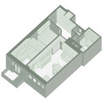Axonometrie řešení. Zdroj: Studio Markéta Bromová architekti