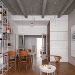 Průhled z obývacího pokoje do haly. Foto: Alex Shoots Buildings Průhled z obývacího pokoje do haly. Foto: Alex Shoots Buildings