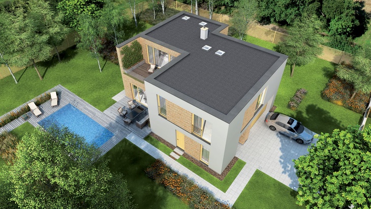 Projekt RD DAKOTA 5 Plus 2 - velký dvoupodlažní dům s plochou střechou Projekt RD DAKOTA 5 Plus 2 - velký dvoupodlažní dům s plochou střechou