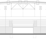 Řez podélný tribunou. Zdroj: STUDIO SPORADICAL