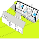 Axonometrie. Zdroj: STUDIO MJÖLK ARCHITEKTI Axonometrie. Zdroj: STUDIO MJÖLK ARCHITEKTI