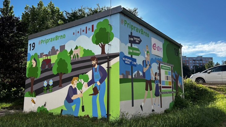 Nejnovější z maleb v rámci projektu Street Art vznikla na trafostanici EG.D v brněnské Bystrci ve spolupráci s městem Brnem a projektem #PripravBrno. Zdroj: E.ON Česká republika, s.r.o.