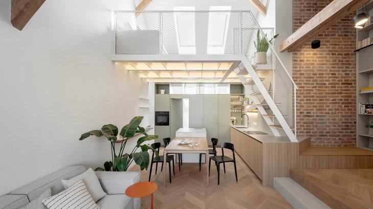 Soukromý interiér – propojený prostor / Na půdě, autor: Jana Stachová, Boq architekti, Foto: MgA. Tomáš Dittrich Soukromý interiér – propojený prostor / Na půdě, autor: Jana Stachová, Boq architekti, Foto: MgA. Tomáš Dittrich