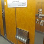 Vodorovný ovládací panel s mechanickými tlačítky v osobním výtahu, správná vzdálenost zrcadla od podlahy kabiny (CH).