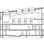Podélný řez budovou Základní umělecké školy Karla Malicha v Holicích v úrovni sálů