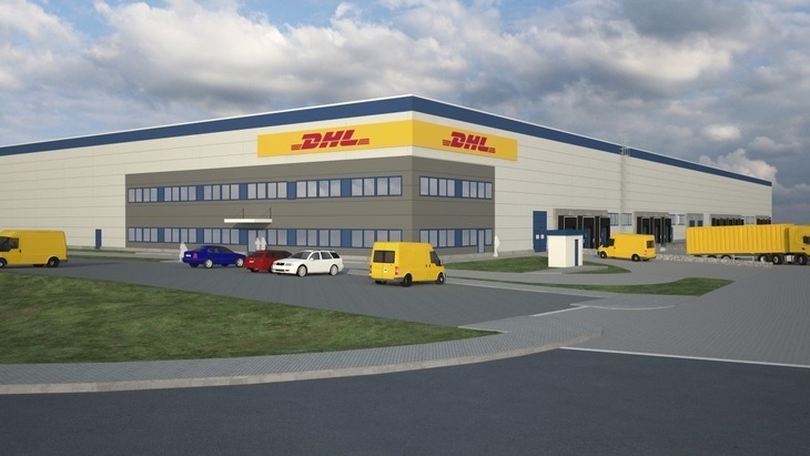 Logistické centrum pro DHl v Chebu, zdroj: vizualizace Panattoni Europe