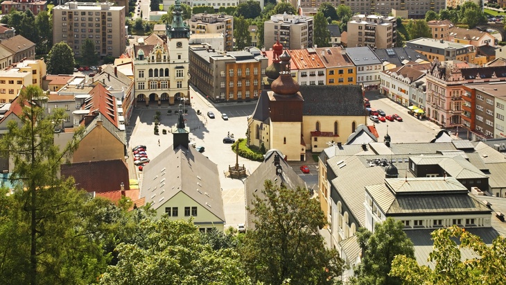 Náchod - Masarykovo náměstí pohled ze zámku