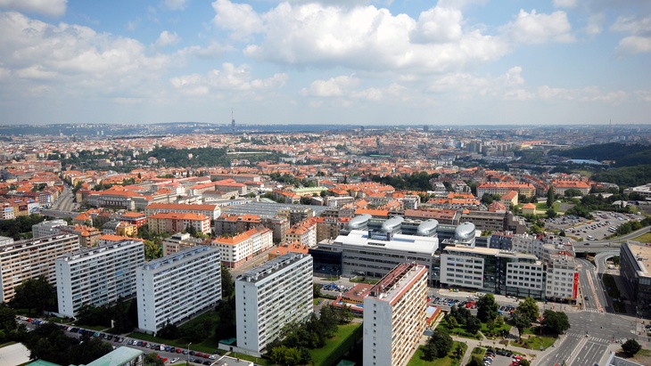 pankrác letecký pohled praha