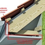Detail řešení podhledu při namáhaní konstrukce zavěšeného podhledu pouze vzdušnou vlhkostí a kombinaci cementovláknitých desek fermacell Powerpanel H2O 12,5 mm a sádrovláknitých desek fermacell 12,5 mm