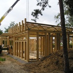 Rodinný dům v obci Čelákovice během výstavby – dřevěná konstrukce, interiér