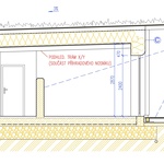 Řez rodinným domem plánovaným postavit v obci Slavonice (M. Hendrych) a skladbou střešního pláště