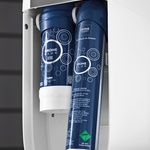 Systém GROHE Blue® Home obsahuje speciální vodovodní baterii a průtokový chladič s integrovaným filtrem a karbonizační lahví CO2