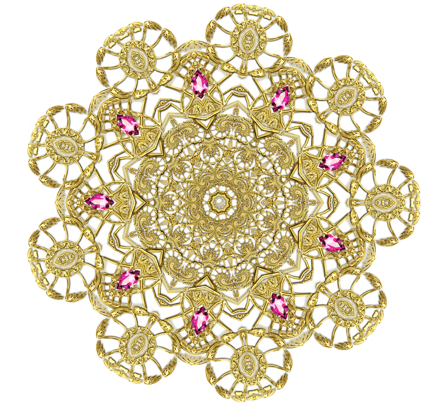 Mandala, symbol jednoty, zde v podobě šperku, brože. Na stěnách symbolem mandaly navozujeme stejný pocit, sjednocení a vyrovnání nás samých se sebou a vnější světem. Zdroj: Fotolia.com - Olga Naidenova