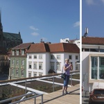 Průhled přes krásný Parnas / Pohled z vyhlídkové terasy / Čelní pohled na tržnici