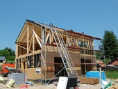 dřevostavba, dům, rozestavěná konstrukce