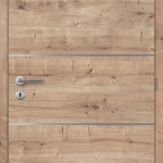 Horizontální dekor dubu přírodního hladkých dveří MASONITE s hliníkovými páskami - Masonite dveře CPL special ALU IV DUB přírodní horizont