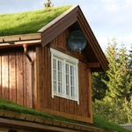 Okapový systém Lindab Ranline na zelených střechách