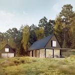 Dva plánované ostrovní domy projektu Český soběstačný dům, navrhl: Vojtěch Lichý (studio MLAA) a Petr Pávek