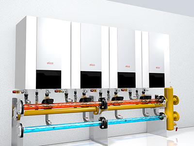 Výkon kotlů THISION© L EVO lze regulovat od 15 kW jednoho výkonově nejmenšího kotle až po 550 kW doporučených 4 kotlů u největší řady