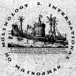 Větrnými rotory a kolesy hnaná invazní bitevní loď v představě neznámého kreslíře a logo mezinárodního mlynářského symposia TIMS konaného r. 1965 v Dánsku. (archiv autora, DTU a U.S. Navy) 