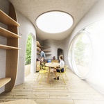 Obývací pokoj v 3D tištěném domě Prvok