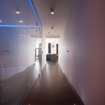 Zmáčknutím tlačítka na ovladači se sklo stane neprůhledným a z koupelny se stává soukromý prostor  Foto: Studio Seči