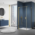  Jednokřídlé dveře s boční stěnou CADURA GOLD LINE v čirém skle, sprchová vanička ILA