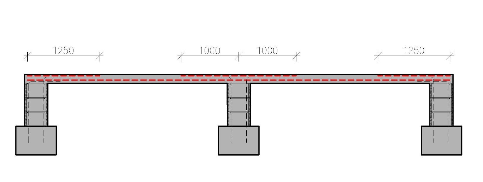 Obrázek 6a – konstrukční kari sítě v podkladním betonu, zahnutí prutů betonářské výztuže ze ztraceného bednění, vzdálenosti umístění kari sítí při horním povrchu.