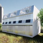 Využití střechy pro hydroponické pěstování je možné jak u zástavby řadových domků... Vizualizace: Studio perspektiveLAB 