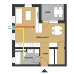 Příklad apartmánu, sociálního bytu nebo hotelového pokoje do 50 m2